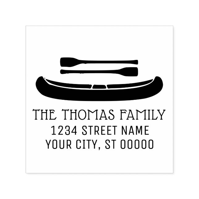 Canoe with Oars Silhouette Name Address Monogram Self-inking Stamp (Design)