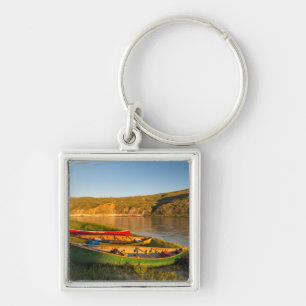 Canoeing Along The White Cliffs Of Missouri Key Ring
