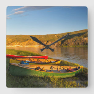 Canoeing Along The White Cliffs Of Missouri Square Wall Clock