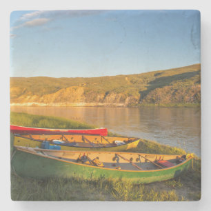 Canoeing Along The White Cliffs Of Missouri Stone Coaster