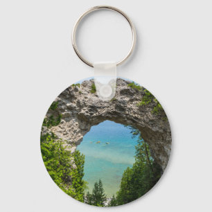 Canoeing At Arch Rock Key Ring