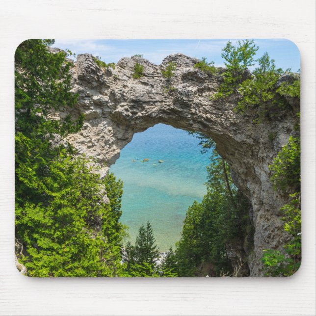 Canoeing At Arch Rock Mouse Pad (Front)