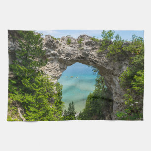 Canoeing At Arch Rock Tea Towel