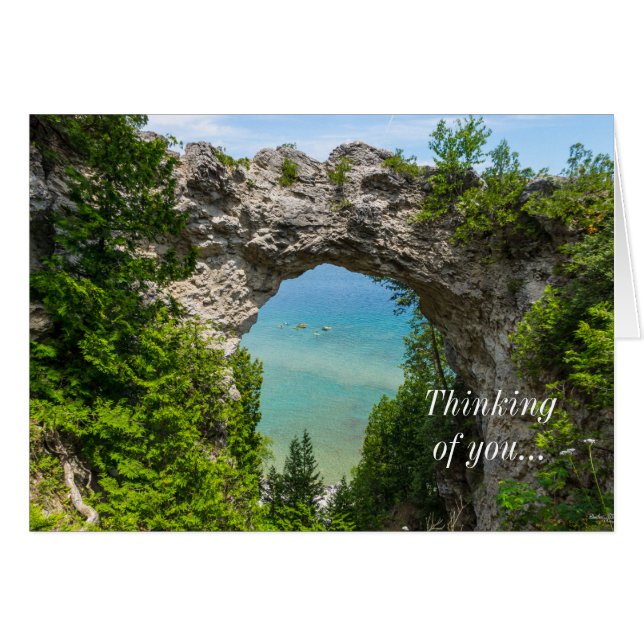 Canoeing At Arch Rock Thinking Of You Card (Front Horizontal)