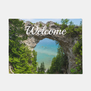 Canoeing At Arch Rock Welcome Doormat