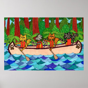 Canoeing Cats Poster