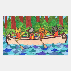 Canoeing Cats Rectangular Sticker