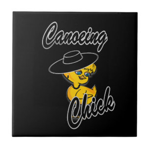 Canoeing Chick #4 Ceramic Tile