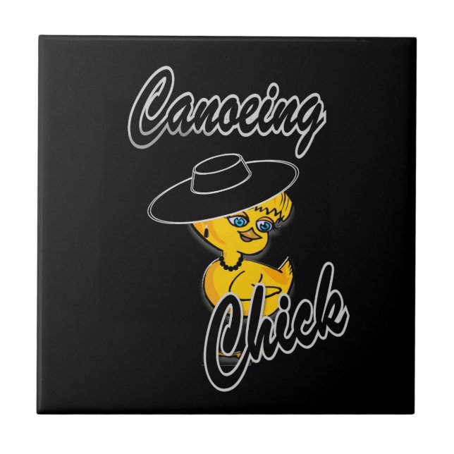 Canoeing Chick #4 Ceramic Tile (Front)