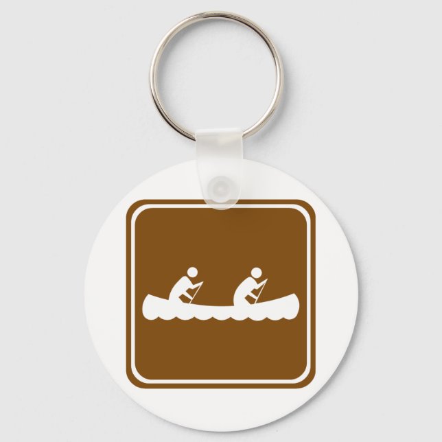 Canoeing Highway Sign Key Ring (Front)