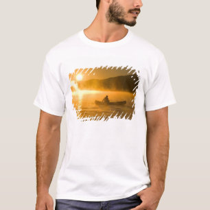 Canoeing in Lily Bay at sunrise, Moosehead Lake, T-Shirt