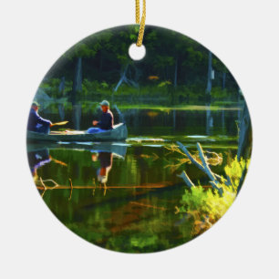 Canoeing in the Adirondacks Ceramic Tree Decoration