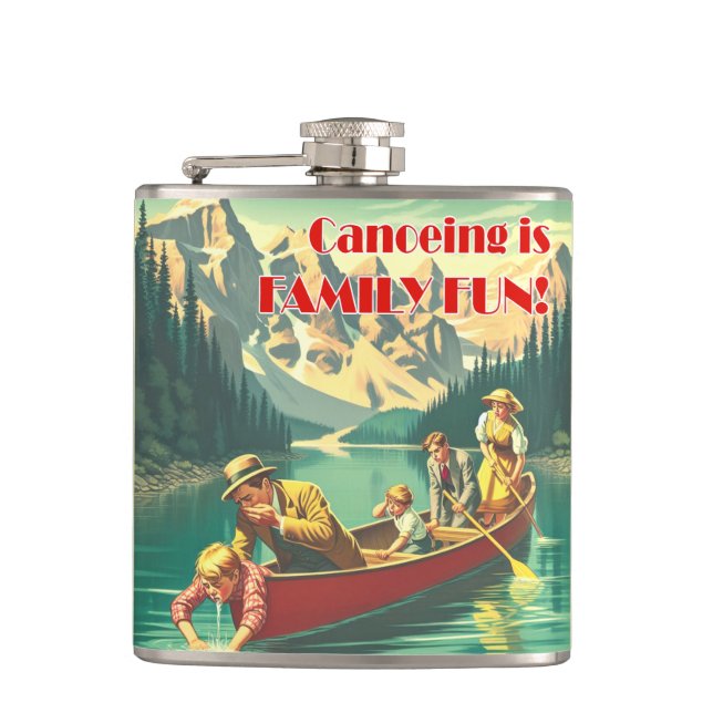 Canoeing Is Family Fun Hip Flask (Front)
