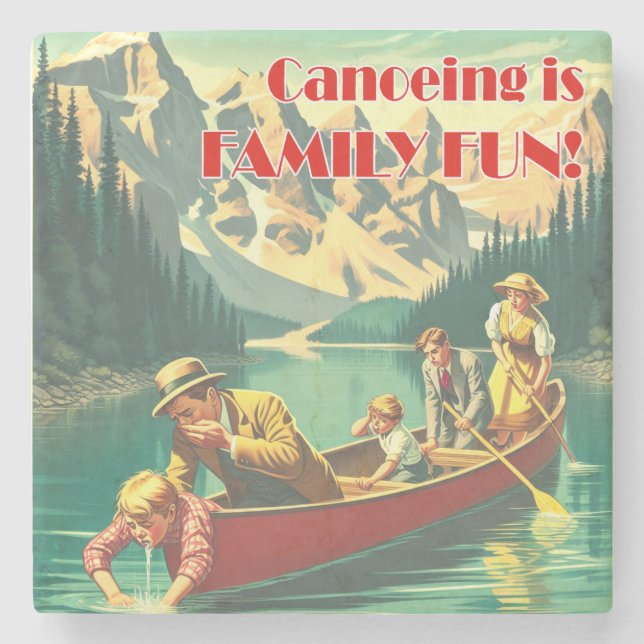 Canoeing Is Family Fun Stone Coaster (Front)