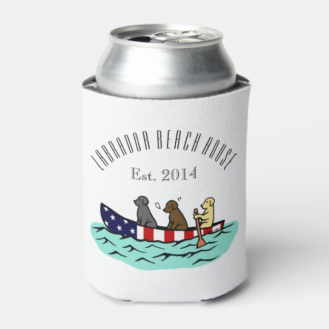 Canoeing Labrador Beach House Can Cooler (Can Front)