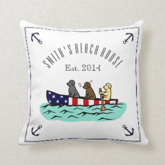 Canoeing Labrador Beach House Pillow