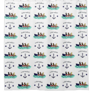 Canoeing Labrador Beach House Shower Curtain