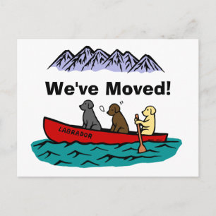 Canoeing Labrador Retrievers New Address Announcement Postcard