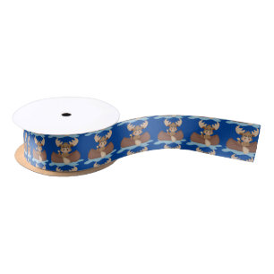 Canoeing moose gift fun ribbon satin ribbon
