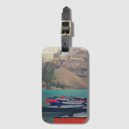 Canoes at Moraine Lake Canada Luggage Tag