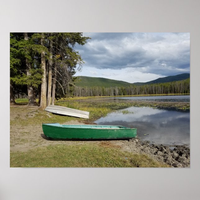Canoes By The lake Montana Photography  Poster (Front)