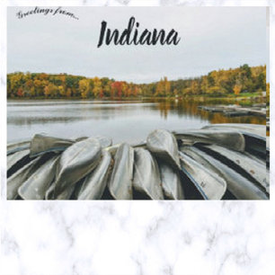 Canoes in Chain-O-Lakes Warren Township Indiana Postcard