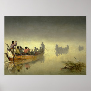 Canoes in Fog, Lake Superior, 1869 by Hopkins Poster