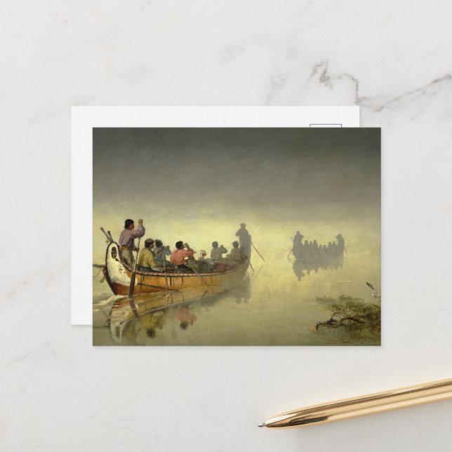 Canoes in Fog, Lake Superior by F. A. Hopkins Holiday Postcard (Front/Back In Situ)