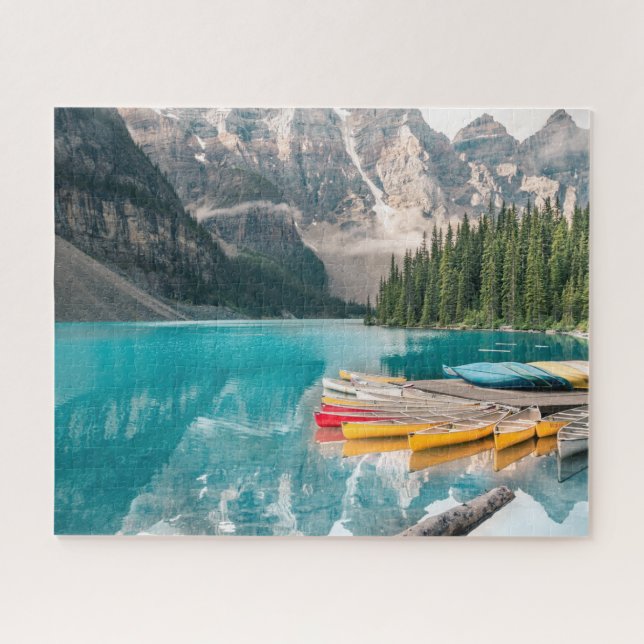 Canoes on Moraine Lake Banff National Park Canada Jigsaw Puzzle (Horizontal)