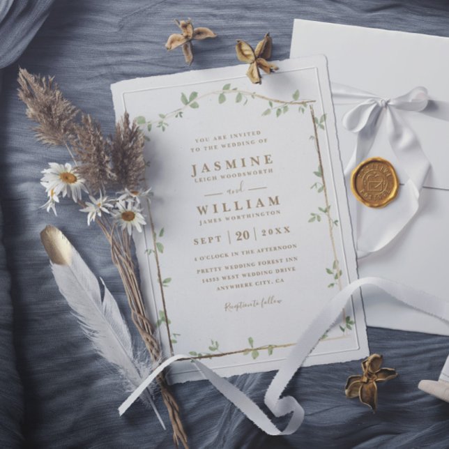 Canopy Greeenery Leaves Rustic Elegant Wedding Invitation (Creator Uploaded)