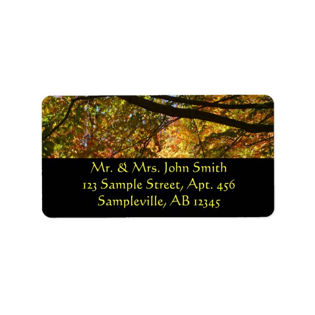 Canopy of Fall Leaves I Yellow Autumn Nature Label (Front)