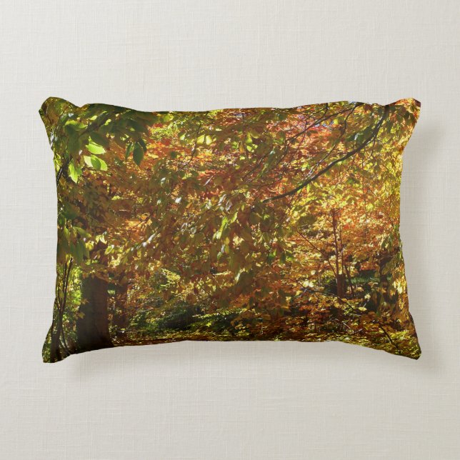 Canopy of Fall Leaves II Yellow Autumn Photography Decorative Cushion (Front)