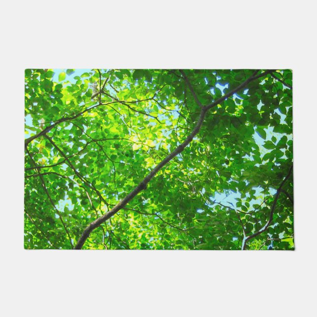 Canopy of Green, Leafy Branches with Blue Sky Doormat (Front)