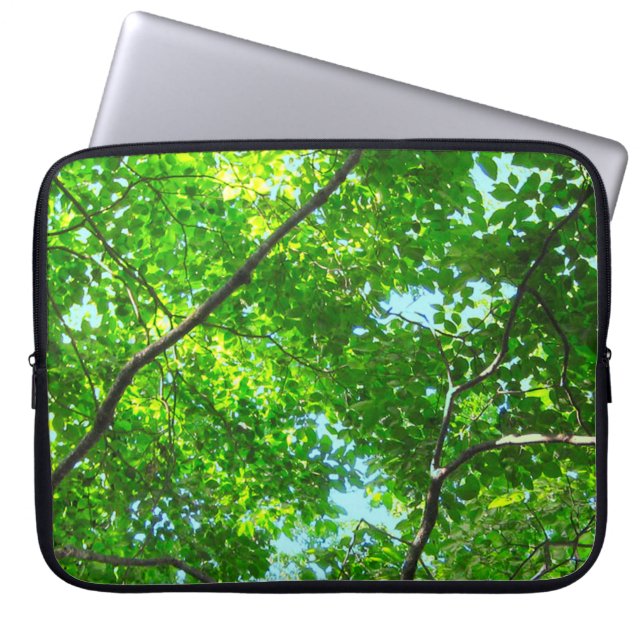 Canopy of Green, Leafy Branches with Blue Sky    Laptop Sleeve (Front)