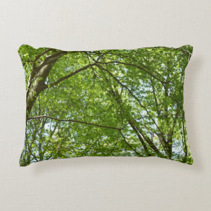 Canopy of Spring Leaves Green Nature Scene Decorative Cushion