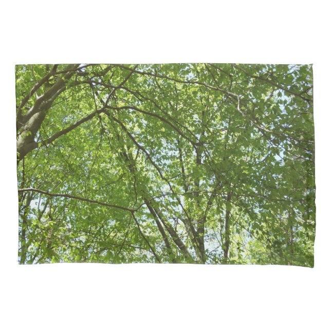 Canopy of Spring Leaves Green Nature Scene Pillowcase (Front)