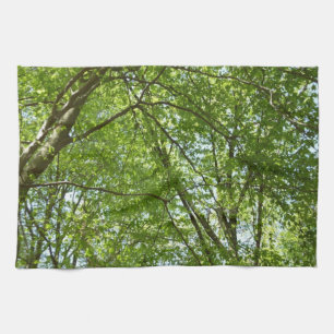 Canopy of Spring Leaves Green Nature Scene Tea Towel