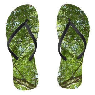 Canopy of Spring Leaves Green Nature Scene Thongs
