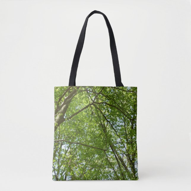 Canopy of Spring Leaves Green Nature Scene Tote Bag (Front)