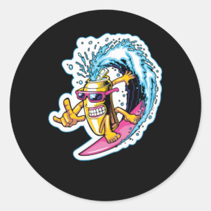 Cans Surfing Classic Round Sticker