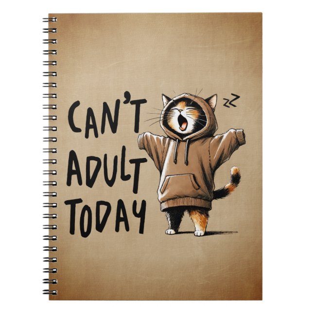 Can't Adult Today Funny Cat Notebook (Front)