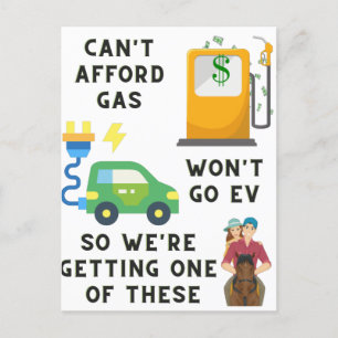 Can't Afford Gas or EV So Buying A Horse Joke Gift Postcard