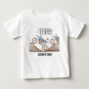 Can't catch me Blue Dirt Bike 3rd birthday Baby T-Shirt