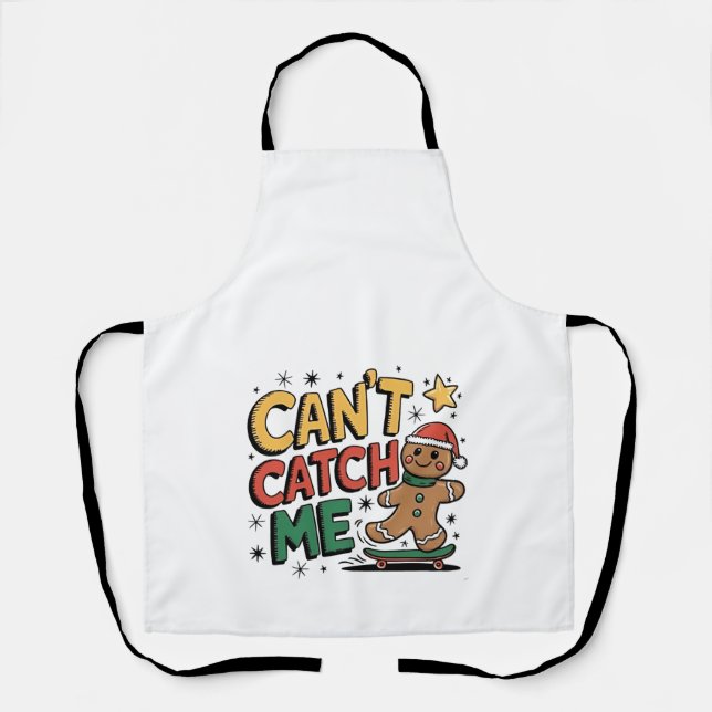 Can't Catch Me Gingerbread Skating Christmas   Apron (Front)