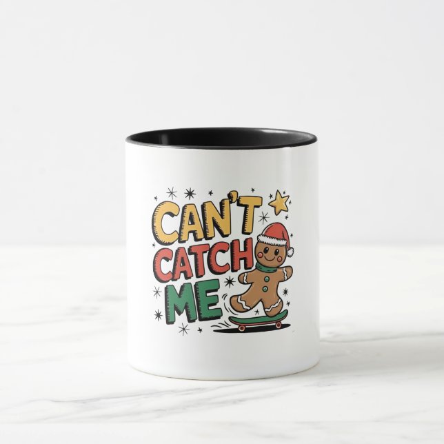 Can't Catch Me Gingerbread Skating Christmas   Mug (Center)