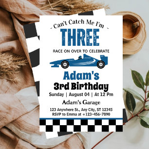 Can't Catch Me I'm Three Boy 3rd Birthday  Invitation