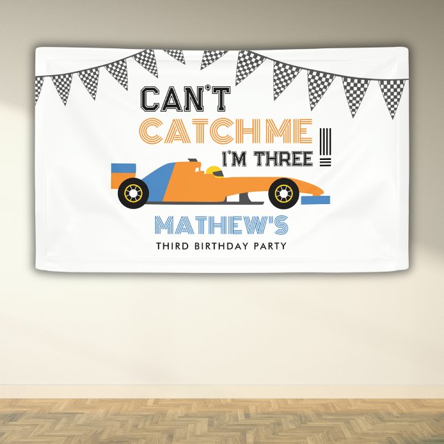 Can't Catch Me I'm Three Race Car 3rd Birthday  Banner (Creator Uploaded)