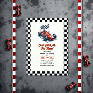 Can't Catch Me I'm Three Race Car Birthday Party Invitation