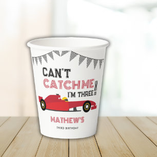 Can't Catch Me I'm Three Red Race Car 3 Birthday  Paper Cups