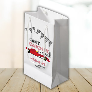 Can't Catch Me I'm Three Red Race Car 3 Birthday Small Gift Bag